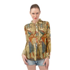 Egyptian Man Sun God Ra Amun Long Sleeve Chiffon Shirt