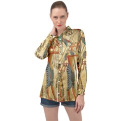 Egyptian Man Sun God Ra Amun Long Sleeve Satin Shirt