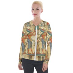 Egyptian Man Sun God Ra Amun Velvet Zip Up Jacket