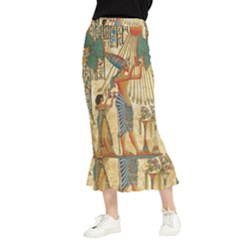 Egyptian Man Sun God Ra Amun Maxi Fishtail Chiffon Skirt