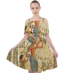 Egyptian Man Sun God Ra Amun Cut Out Shoulders Chiffon Dress