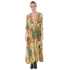 Egyptian Man Sun God Ra Amun Button Up Maxi Dress