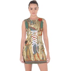 Egyptian Man Sun God Ra Amun Lace Up Front Bodycon Dress