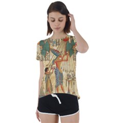 Egyptian Man Sun God Ra Amun Short Sleeve Open Back Tee by Celenk