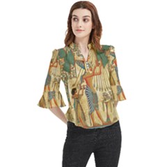 Egyptian Man Sun God Ra Amun Loose Horn Sleeve Chiffon Blouse