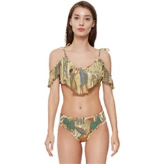 Egyptian Man Sun God Ra Amun Ruffle Edge Tie Up Bikini Set	