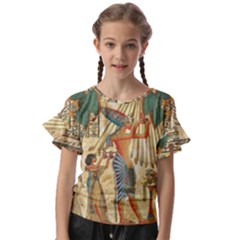 Egyptian Man Sun God Ra Amun Kids  Cut Out Flutter Sleeves by Celenk