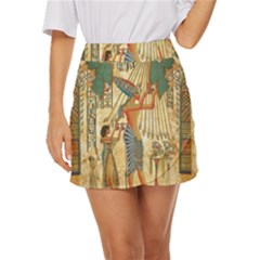 Egyptian Man Sun God Ra Amun Mini Front Wrap Skirt by Celenk