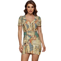 Egyptian Man Sun God Ra Amun Low Cut Cap Sleeve Mini Dress by Celenk