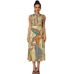 Egyptian Man Sun God Ra Amun Sleeveless Round Neck Midi Dress