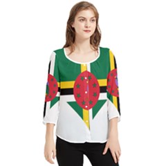 Heart Love Flag Antilles Island Chiffon Quarter Sleeve Blouse by Celenk