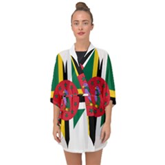 Heart Love Flag Antilles Island Half Sleeve Chiffon Kimono by Celenk