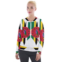 Heart Love Flag Antilles Island Velvet Zip Up Jacket by Celenk