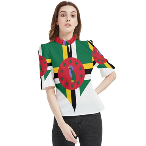 Heart Love Flag Antilles Island Frill Neck Blouse by Celenk