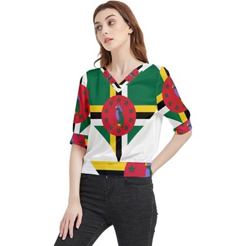 Heart Love Flag Antilles Island Quarter Sleeve Blouse by Celenk