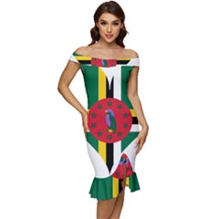 Heart Love Flag Antilles Island Off Shoulder Ruffle Split Hem Bodycon Dress by Celenk