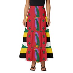 Heart Love Flag Antilles Island Tiered Ruffle Maxi Skirt by Celenk