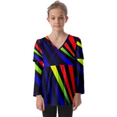 Graphic Design Computer Graphics Kids  V Neck Casual Top by Celenk