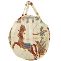 Egyptian Tutunkhamun Pharaoh Design Giant Round Zipper Tote by Celenk