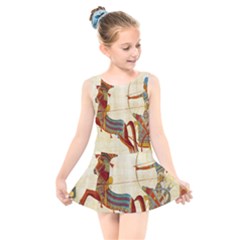 Egyptian Tutunkhamun Pharaoh Design Kids  Skater Dress Swimsuit by Celenk