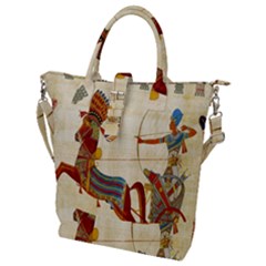 Egyptian Tutunkhamun Pharaoh Design Buckle Top Tote Bag by Celenk