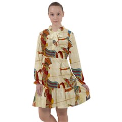 Egyptian Tutunkhamun Pharaoh Design All Frills Chiffon Dress by Celenk