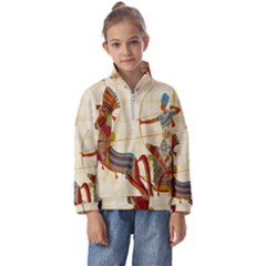 Egyptian Tutunkhamun Pharaoh Design Kids  Half Zip Hoodie by Celenk