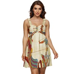 Egyptian Tutunkhamun Pharaoh Design Ruffle Strap Babydoll Chiffon Dress by Celenk