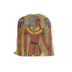 Egyptian Tutunkhamun Pharaoh Design Drawstring Pouch (large) by Celenk