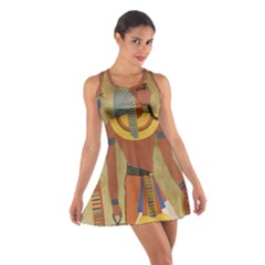 Egyptian Tutunkhamun Pharaoh Design Cotton Racerback Dress by Celenk