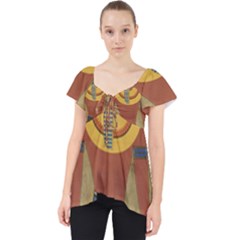 Egyptian Tutunkhamun Pharaoh Design Lace Front Dolly Top by Celenk