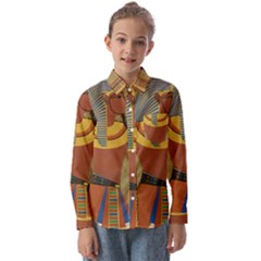 Egyptian Tutunkhamun Pharaoh Design Kids  Long Sleeve Shirt by Celenk