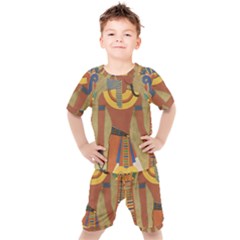 Egyptian Tutunkhamun Pharaoh Design Kids  Tee And Shorts Set by Celenk