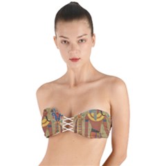 Egyptian Tutunkhamun Pharaoh Design Twist Bandeau Bikini Top by Celenk