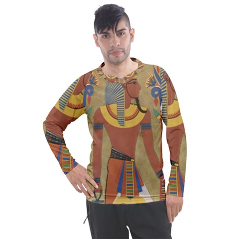 Egyptian Tutunkhamun Pharaoh Design Men s Pique Long Sleeve Tee by Celenk