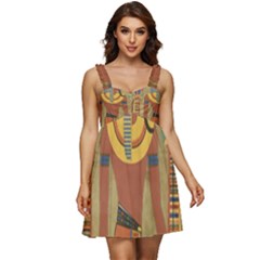 Egyptian Tutunkhamun Pharaoh Design Ruffle Strap Babydoll Chiffon Dress by Celenk