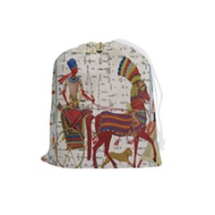 Egyptian Tutunkhamun Pharaoh Design Drawstring Pouch (large) by Celenk