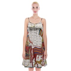 Egyptian Tutunkhamun Pharaoh Design Spaghetti Strap Velvet Dress by Celenk