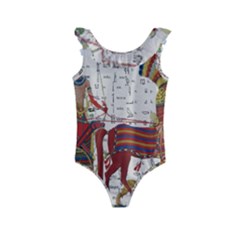 Egyptian Tutunkhamun Pharaoh Design Kids  Frill Swimsuit by Celenk