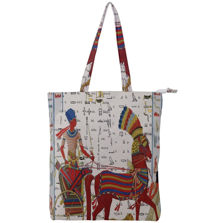 Egyptian Tutunkhamun Pharaoh Design Double Zip Up Tote Bag