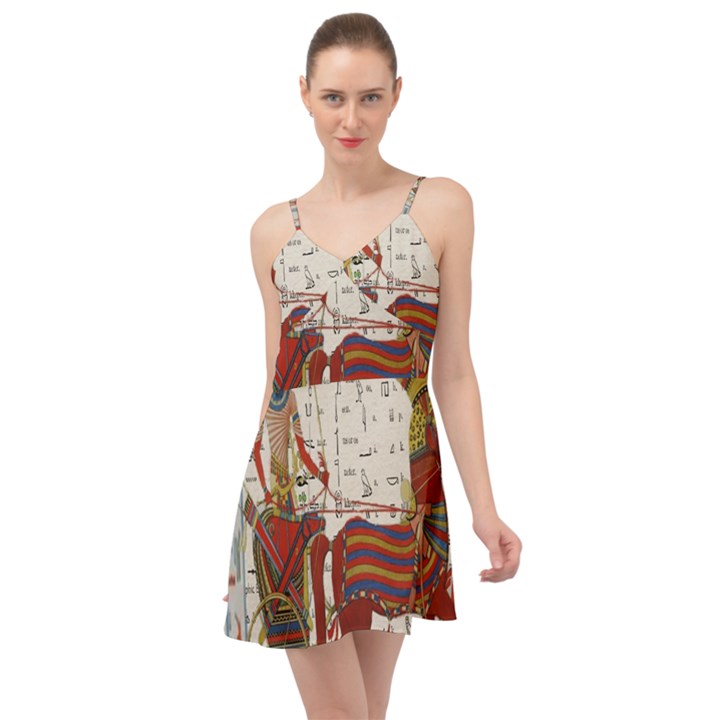 Egyptian Tutunkhamun Pharaoh Design Summer Time Chiffon Dress