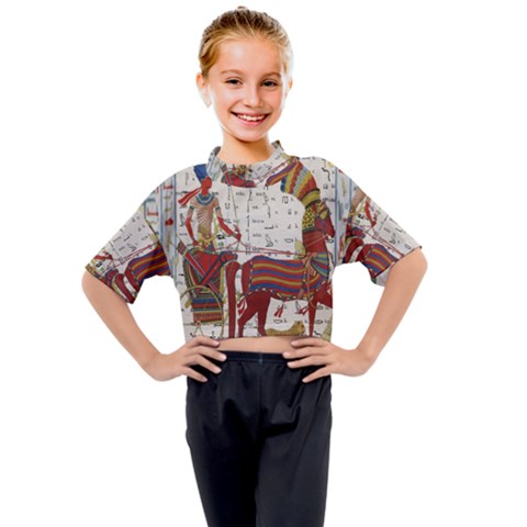 Egyptian Tutunkhamun Pharaoh Design Kids Mock Neck Tee by Celenk