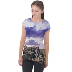 Mountain Snow Landscape Winter Cap Sleeve High Low Top by Celenk