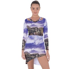 Mountain Snow Landscape Winter Asymmetric Cut-out Shift Dress by Celenk