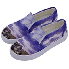 Mountain Snow Landscape Winter Kids  Canvas Slip Ons by Celenk