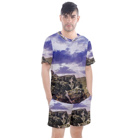 Mountain Snow Landscape Winter Men s Mesh Tee And Shorts Set by Celenk