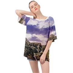 Mountain Snow Landscape Winter Oversized Chiffon Top by Celenk