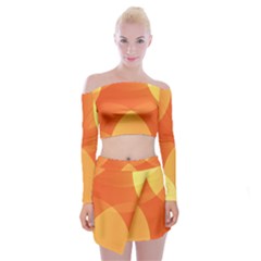 Abstract Orange Yellow Red Color Off Shoulder Top With Mini Skirt Set by Celenk