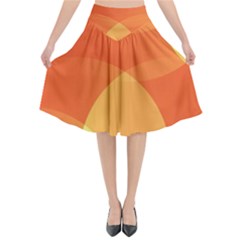 Abstract Orange Yellow Red Color Flared Midi Skirt by Celenk