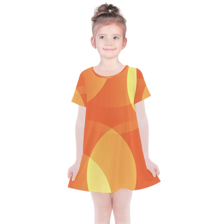 Abstract Orange Yellow Red Color Kids  Simple Cotton Dress